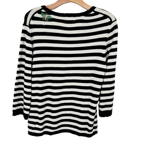 Just B Womens V-neck sweater Butterfly Embellished  Black  3/4 Sleeve size large - Picture 10 of 13